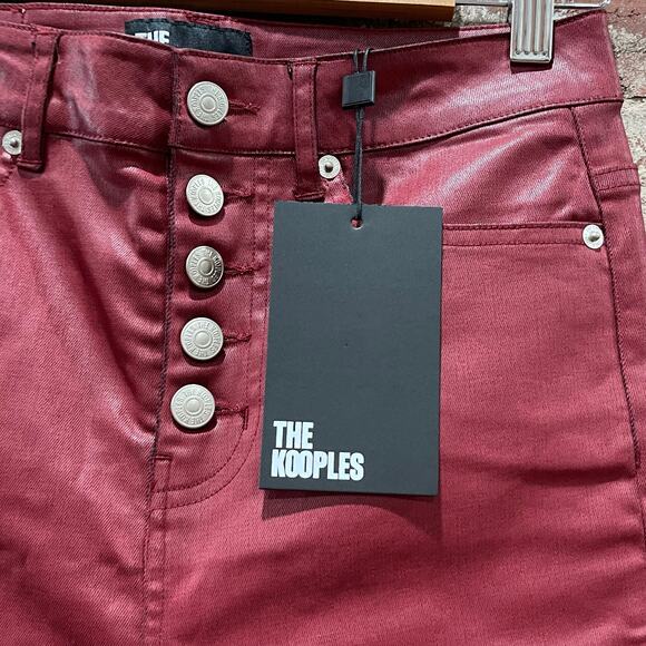NWT The Kooples Red Leather-Effect Skinny Jeans Size 27 - Picture 4 of 8